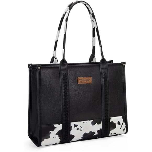 COPY - Western Cow Print Tote Bag: Designer Top Handle Purse for Women - Picture 2 of 7